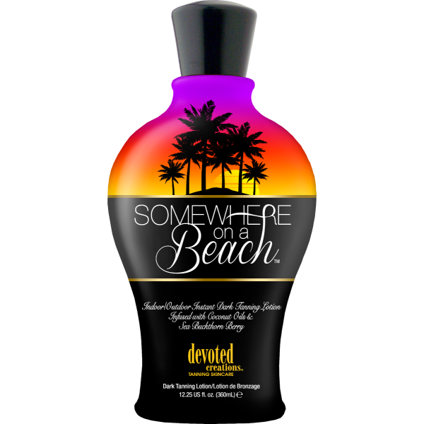 somewhere on a beach tanning lotion